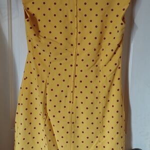 Tatyana Sunny Yellow Midi Dress with Red Dots